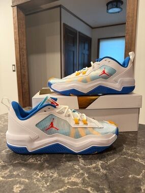 NEW Air Jordan Westbrook One Take 4- White/Chile Red-Lagoon Pulse (DO7193 164)